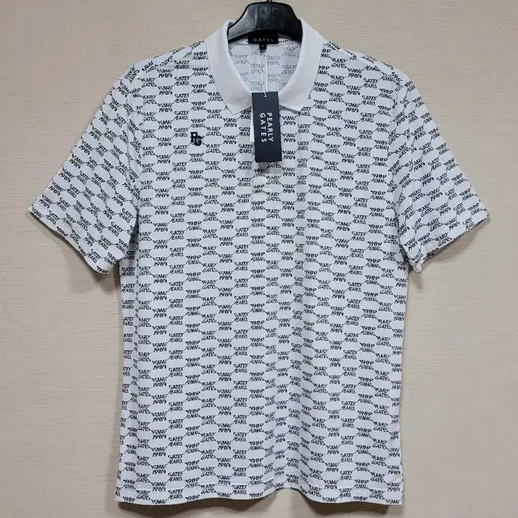 [BUNJANG] Pargates Men's Cooling Logo Pattern Collar Short Sleeve T-Shirt / 파리게이츠 남성 냉감 로고 패턴 칼라 반팔티셔츠 (새상품)