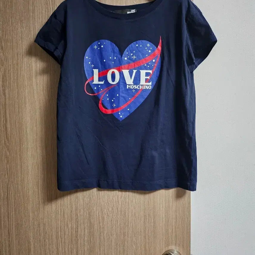 [BUNJANG] Love Moschino Heart Print T-Shirt Navy / 러브모스키노 하트프린트 반팔티