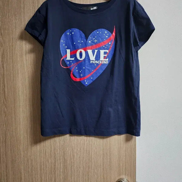 [BUNJANG] Love Moschino Heart Print T-Shirt Navy / 러브모스키노 하트프린트 반팔티