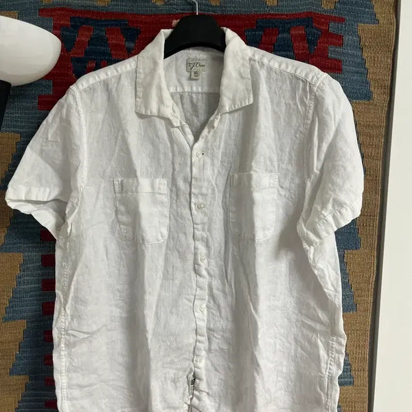 [BUNJANG] J.Crew Linen Short Sleeve Shirt White / J.Crew 린넨 반팔 셔츠 화이트