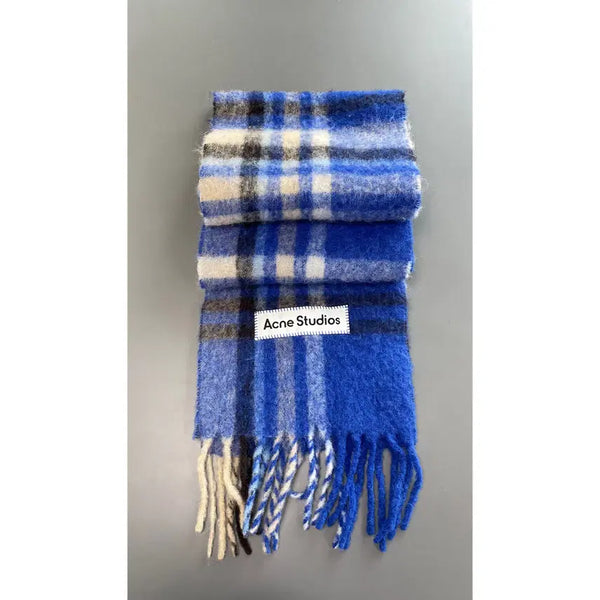 [BUNJANG] Acne Studios Mohair Tartan Scarf Electric Blue / 아크네스튜디오 모헤어 타탄 일렉트릭 블루 목도리