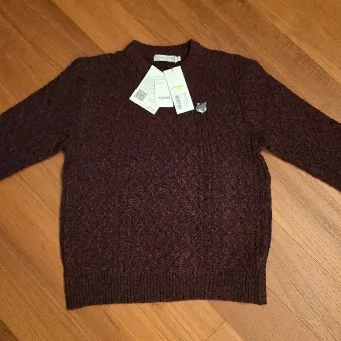[BUNJANG] Maison Kitsuné Grey Fox Head Crewneck Knit Burgundy M / 메종키츠네 그레이 폭스헤드 크루넥 니트 버건디 M 새상품