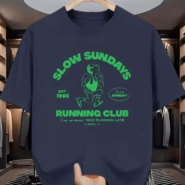 [BUNJANG] Slow Sundays Running Club Short Sleeve T-Shirt Navy / 슬로우 선데이즈 러닝 클럽 반팔 티셔츠 네이비
