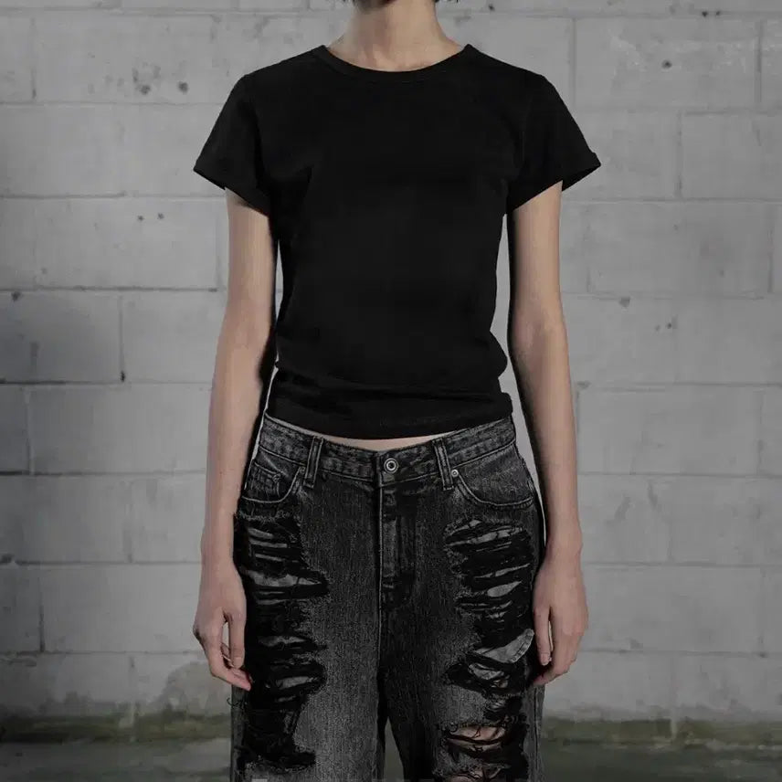 [BUNJANG] Bohemian Seoul 25VER. Basic Roll-Up T-Shirt / 보헤미안서울 25VER. BASIC ROLL-UP T, BLACK