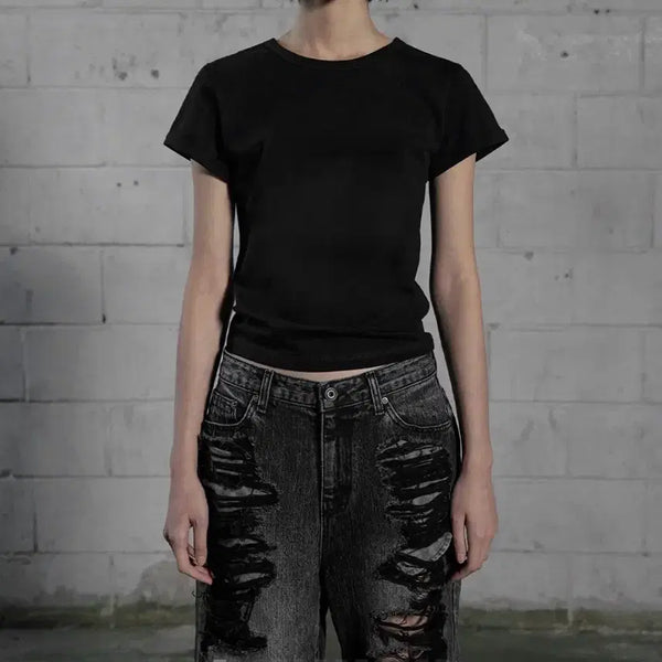 [BUNJANG] Bohemian Seoul 25VER. Basic Roll-Up T-Shirt / 보헤미안서울 25VER. BASIC ROLL-UP T, BLACK