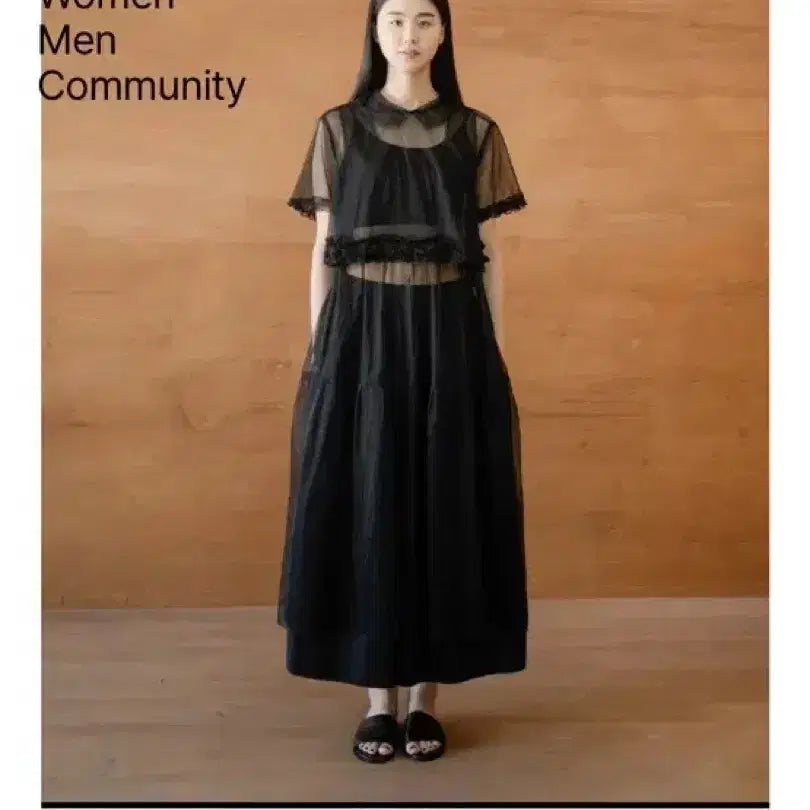 [BUNJANG] Eunoia Layered Mesh Blouse - Black / 유노이아 레이어드 메쉬 블라우스 블랙