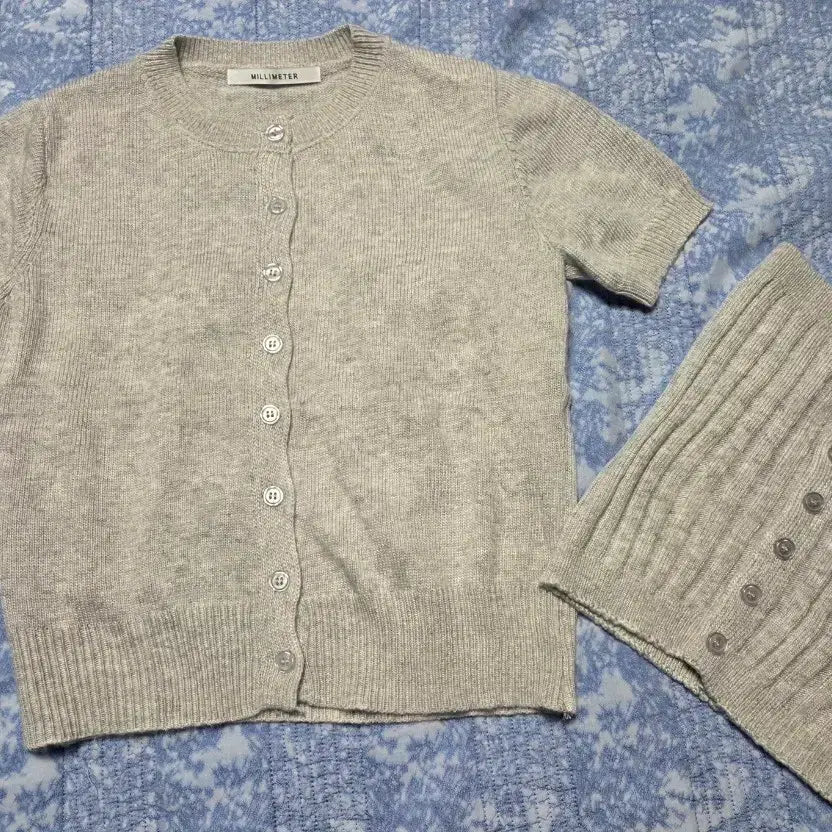 [BUNJANG] Millimeter Short-Sleeve Cardigan Set / 밀리미터 반팔 가디건 세트