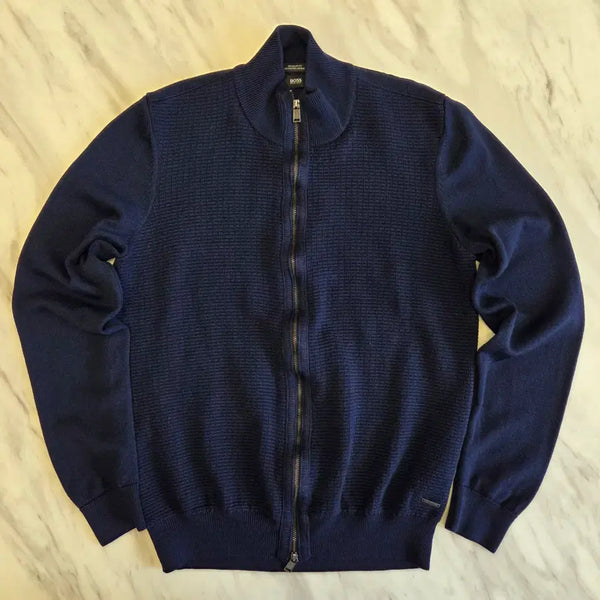 [BUNJANG] Hugo Boss Navy Zip-Up Knit Sweater Size M / 휴고보스 네이비 집업 니트