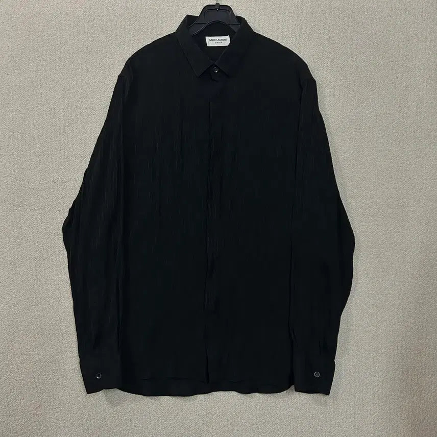 [BUNJANG] Saint Laurent Black Silk Pleated Shirt / (41) 생로랑 실크 블랙 플리츠 셔츠