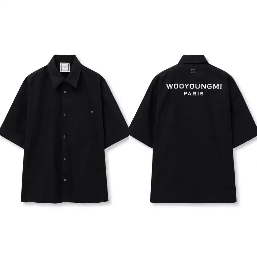 [BUNJANG] Wooyoungmi Back Logo Short Sleeve Shirt Black / 우영미 백로고 반팔 셔츠 블랙