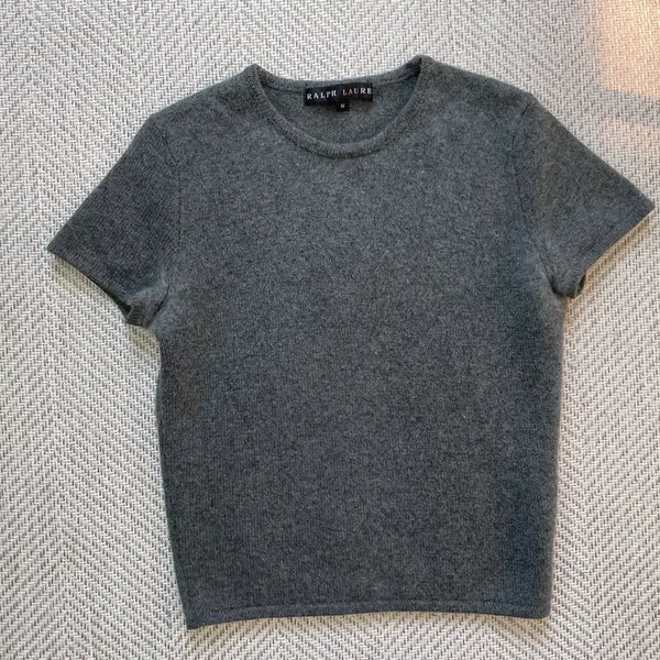 [BUNJANG] Ralph Lauren Cashmere Knit Short Sleeve Sweater / 랄프로렌 캐시미어 그레이 니트 반팔