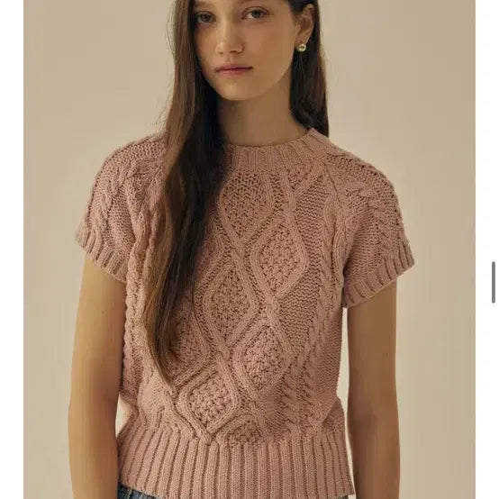 [BUNJANG] Mango Many Please Cable Knit Pink / 망고매니플리즈 보나 케이블 니트 핑크