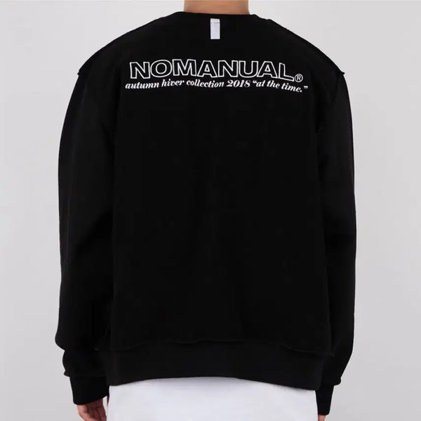 [BUNJANG] NOMANUAL Reversed Slogan Sweatshirt / 노매뉴얼 / REVERSED SLOGAN SWEAT SHIRT