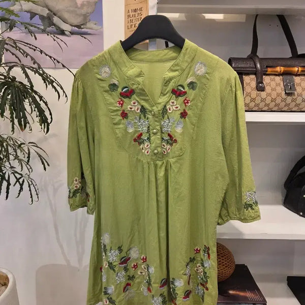 [BUNJANG] Ethnic Embroidered Blouse / 에스닉 자수 블라우스