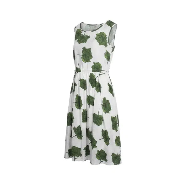 [BUNJANG] Women's Sleeveless Leaf Pattern Dress / 여성F/ 나뭇잎 패턴 민소매 원피스 WT A-16