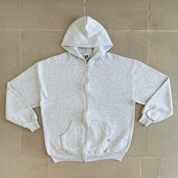 [BUNJANG] Russell Vintage 90s Hoodie Zip-up Light Grey XL / 90s 빈티지 러셀 후드집업 밝은그레이 XL USA