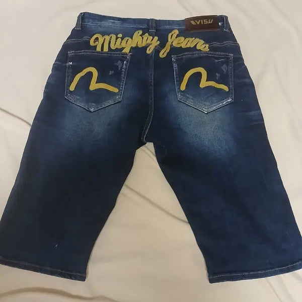 [BUNJANG] Evisu Mighty Jeans Denim Shorts / 에비수 Mighty Jeans 스판기가 있는 데님 반바지