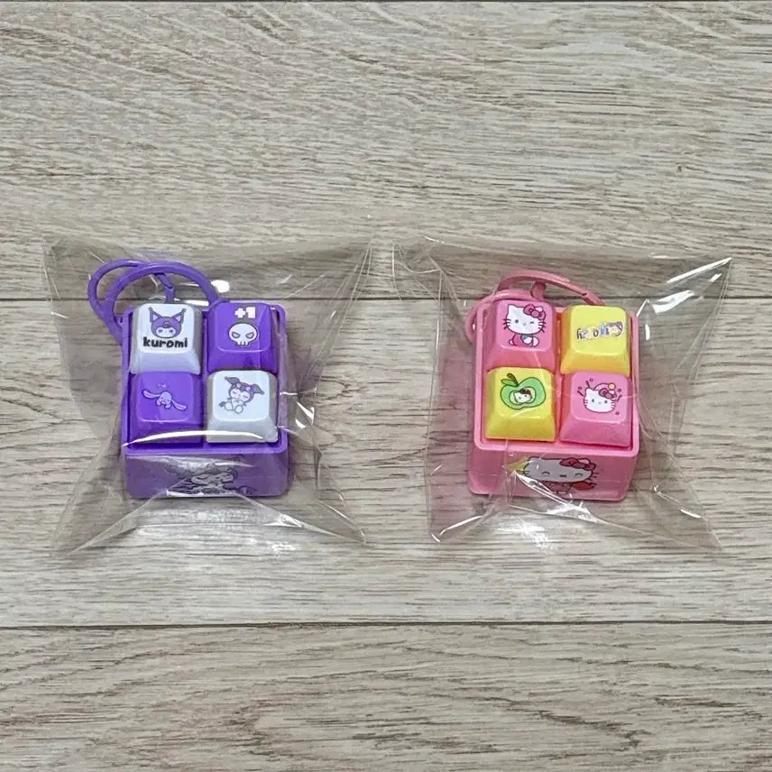 [BUNJANG] Sanrio Kitty Kuromi 4-Keycap Keychain / 산리오 키티 쿠로미 4구 키캡 키링