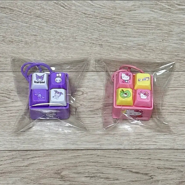 [BUNJANG] Sanrio Kitty Kuromi 4-Keycap Keychain / 산리오 키티 쿠로미 4구 키캡 키링