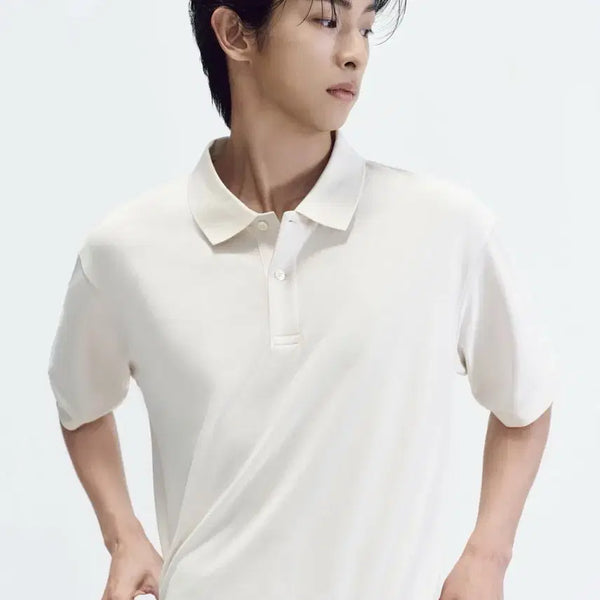 [BUNJANG] Musinsa Relax Fit Pique Polo Shirt Cream / 무신사 릴렉스 핏 피케 폴로 셔츠 크림