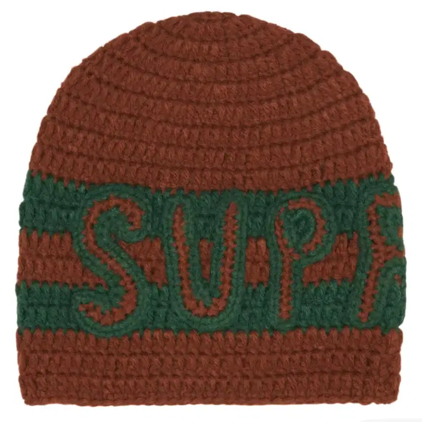 [BUNJANG] Supreme Crochet Logo Beanie Brown / 슈프림 크로쉐 로고 비니 브라운