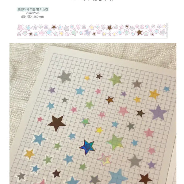 [BUNJANG] Waittofetch Aurora Pack Basic Star Kiss Cut Matte Tape Stickers / 웨이투페치 오로라 박 기본 별 키스컷 마테띵 다꾸 스티커
