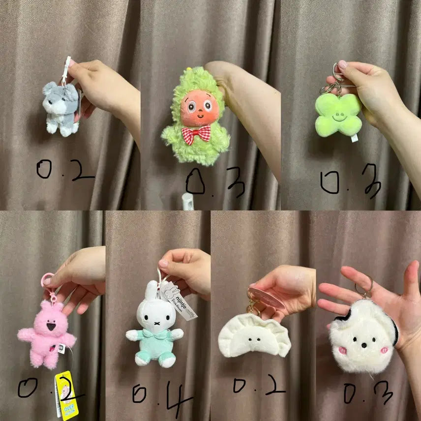 [BUNJANG] Miffy, Dumbo, and Dumpling Plush Keychains / 미피 인형 키링 민트색 / 덤보 키링 / 만두 키링