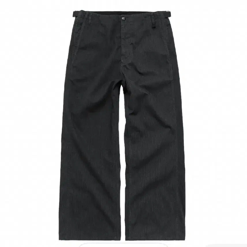 [BUNJANG] Polilter Textured Officer Pants Charcoal Stripe Size 2 / 폴리테루 텍스처드 오피서 팬츠 차콜 스트라이프 2