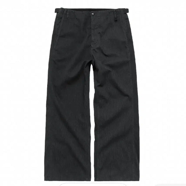 [BUNJANG] Polilter Textured Officer Pants Charcoal Stripe Size 2 / 폴리테루 텍스처드 오피서 팬츠 차콜 스트라이프 2
