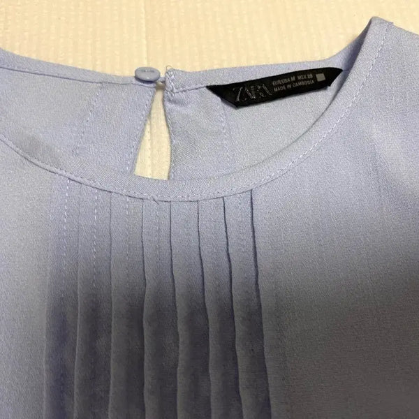 [BUNJANG] Zara Blue Pin Tuck Detail Shirt / 자라 블루 셔츠