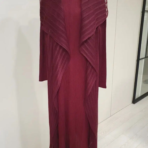 [BUNJANG] Marsala Wine Color Long Dress + Cardigan Set / 마르살라 와인 컬러 롱 원피스 +  가디건