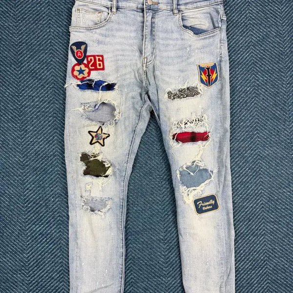 [BUNJANG] AMIRI Patchwork Distressed Denim Jeans / [AMIRI] 아미리 패치워크 디스트로이드 데님 진 (기장 수선 완료)