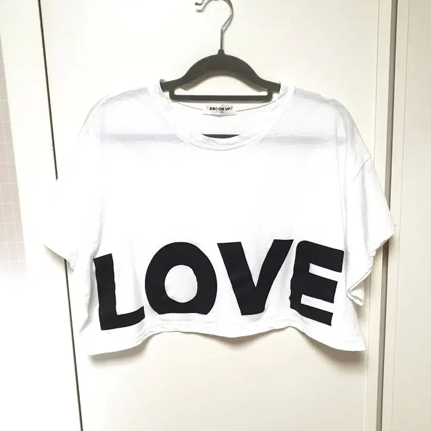 [BUNJANG] Lettering Crop T-Shirt Pilates Yoga Wear / 레터링 크롭 티셔츠, 필라테스복, 요가복(~66반 사이즈)