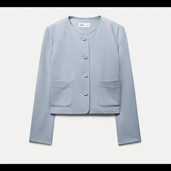 [BUNJANG] MIXXO Round Neck Jacket Light Blue M / 미쏘 라운드넥 자켓 라이트블루 M