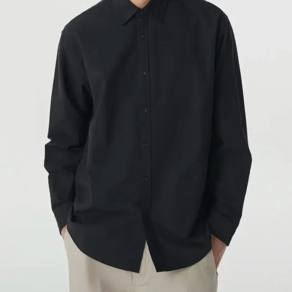 [BUNJANG] Matinhandard Relaxed Fit Oxford Shirt - Black / 무탠다드 / 릴렉스 핏 옥스포드 셔츠_논 포켓 [블랙]