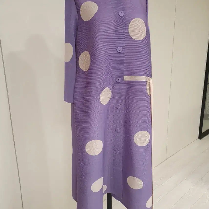 [BUNJANG] Purple Polka Dot Pleated Dress / 플리츠 원피스 퍼플 도트