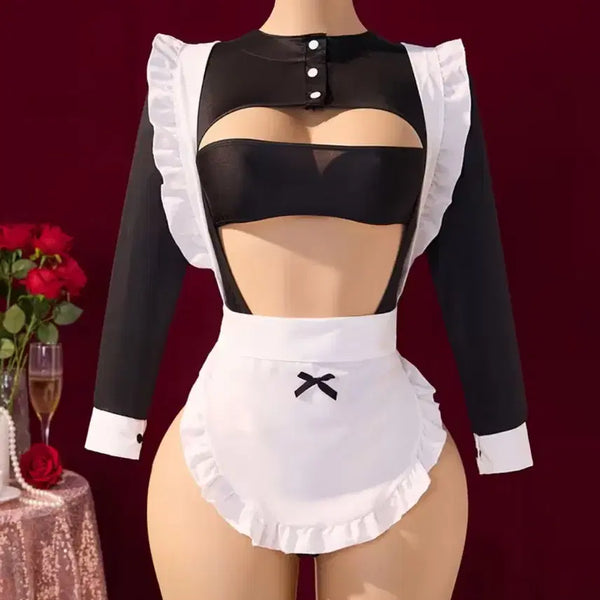 [BUNJANG] Women's Sexy Mesh Maid Cosplay Bodysuit Costume / 9벌 바디수트 코스프레 코스튬 섹시 여캠 bj 이벤트 망사 메이드