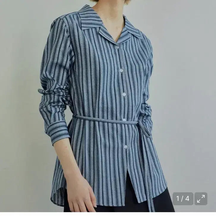 [BUNJANG] ihr Striped String Belt Shirt / ihr 스트라이프 스트링 벨트 셔츠