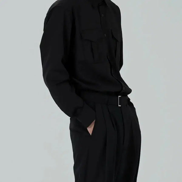 [BUNJANG] OX Studio Military Shirt (Black) / 오엑스 스튜디오 / 밀리터리 셔츠 (블랙)