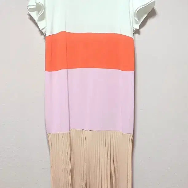[BUNJANG] SYSTEM Color Block Pleated Long Dress / [SYSTEM] 시스템 컬러블록 플리츠 롱 원피스 55날씬66