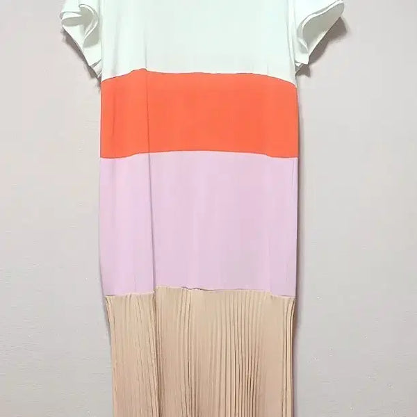 [BUNJANG] SYSTEM Color Block Pleated Long Dress / [SYSTEM] 시스템 컬러블록 플리츠 롱 원피스 55날씬66