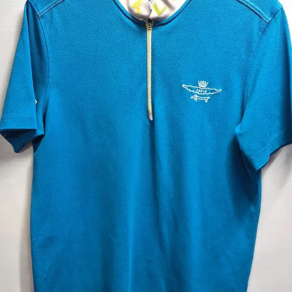 [BUNJANG] Louis Castel Blue Half-Zip Golf T-shirt / 루이까스텔 블루 반집업 골프 반팔티