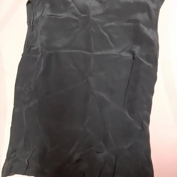[BUNJANG] Satin Feel Two-Way Mandarin Collar Button Sleeveless Shirt Blouse Black / 새틴느낌 투웨이 차이나칼라 단추 민소매 셔츠 블라우스 블랙
