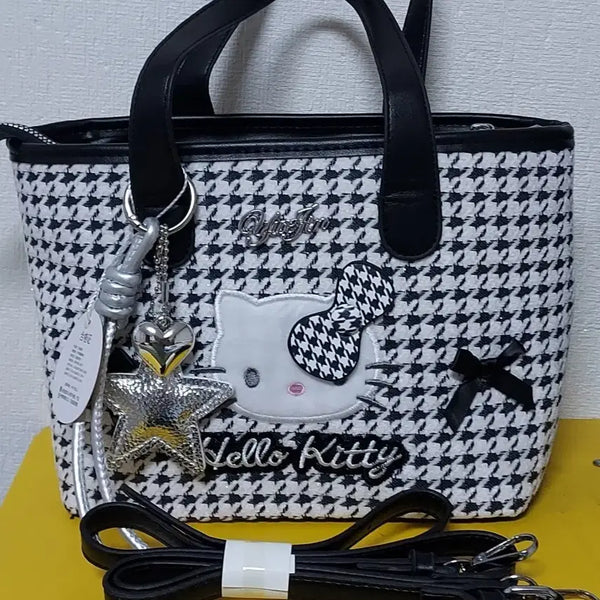[BUNJANG] Hello Kitty Houndstooth Tote Bag / 키티 체크 토트백