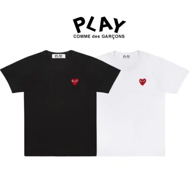 [BUNJANG] Comme des Garçons PLAY Red Heart Patch Short Sleeve T-Shirt / [정품/새상품] 꼼데가르송 PLAY 레드와펜 반팔티/남여공용