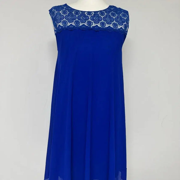 [BUNJANG] Navy Lace Trimmed Long Dress / 레이스 배색 원피스 남색