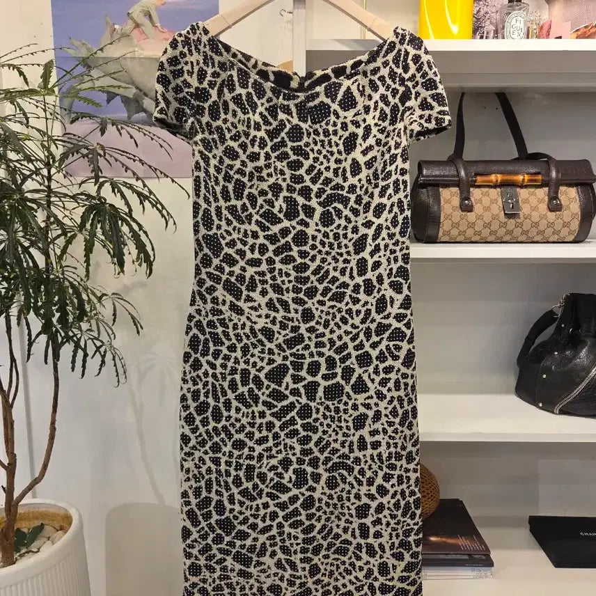 [BUNJANG] St. John Evening Beading Pattern Knit Dress / ST.JOHN 센존 이브닝 비딩 패턴 니트 원피스 드레스