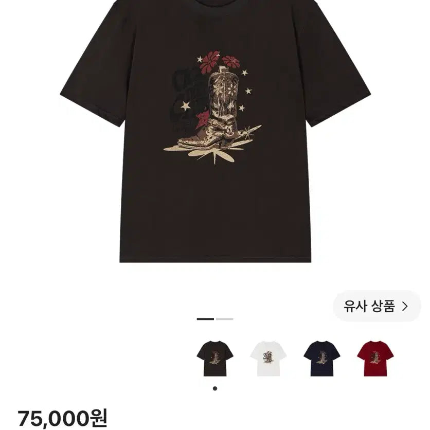 [BUNJANG] Wavyness Western Boots Graphic T-shirt Charcoal Size 2 / 웨이비니스 웨스턴 부츠 그래픽 티셔츠 차콜 2