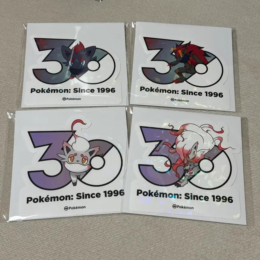 [BUNJANG] Pokemon 30th Anniversary Logo Sticker Pack - Zoroark, Zorua, Hisuian Zoroark, Hisuian Zorua / 포켓몬 30주년 로고 스티커 조로아 조로아크 히스이조로아 히스이조로아크