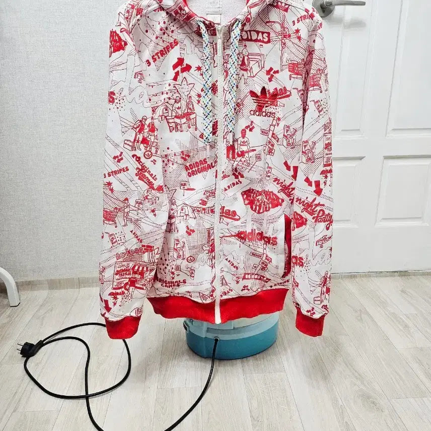 [BUNJANG] Adidas Firebird White/Red Pattern Track Top Hoodie / (105) 초희귀 아디다스 파이어버드 [흰빨] 패턴 트랙탑 후드져지